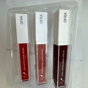 3 OFRA Long Lasting Liquid Lipstick. Ruby. Vermillion. Baroque